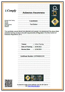 Asbestos Awareness Certificate Example
