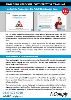 Fire Safety Awareness (Adult Residential Care) Flyer