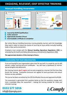 Manual Handling Awareness Course Flyer