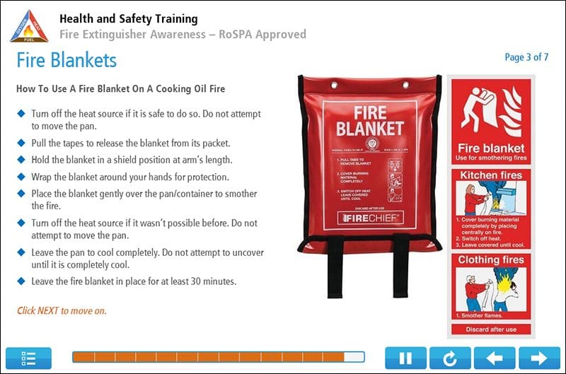 Example Screens on Fire Extinguisher Awareness Training 3