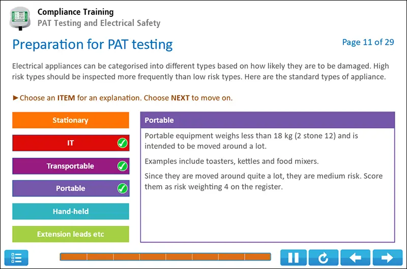 PAT Testing Course Screenshot 2