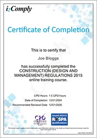 CDM 2015 Course Certificate